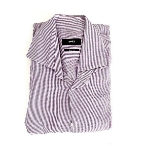 Hugo Boss | Shirts | Hugo Boss Lilac White Gingham Sharp Fit Button Down  Dress Shirt 55 3435 | Poshmark